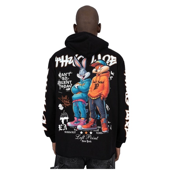 Looney Tunes Squad Hoodie x Left Point Black Size XL - Picture 6 of 8